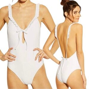 NWOT Xhilaration White Ruffle One-Piece Swimsuit